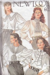 6023 NL LS BUTTON LACY DRAPED COLLAR BLOUSES PATTERN 8-18
